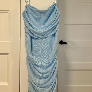 Princess Polly blue ruched mesh dress size 10